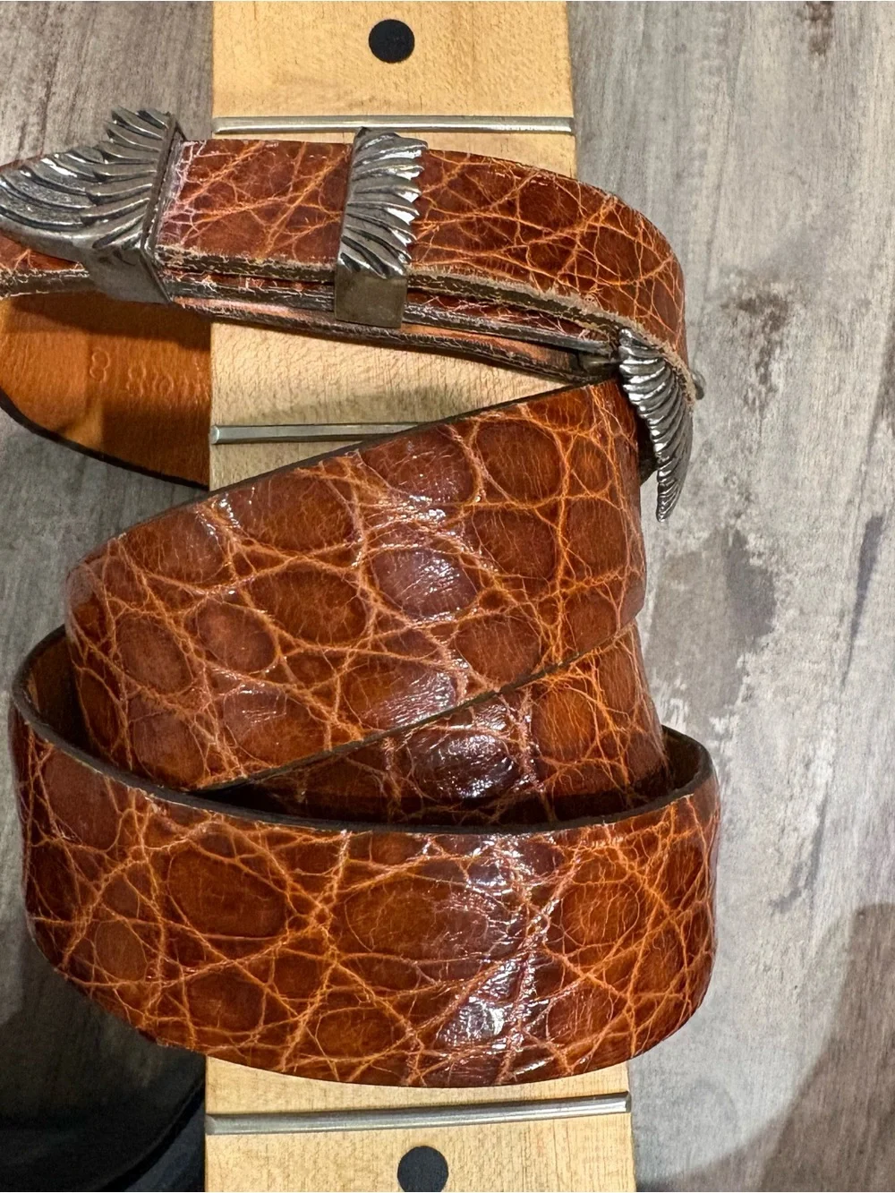 James Reid, Ltd. Alligator Men’s SZ 38 Western Belt 925 Sterling Silver Buckle